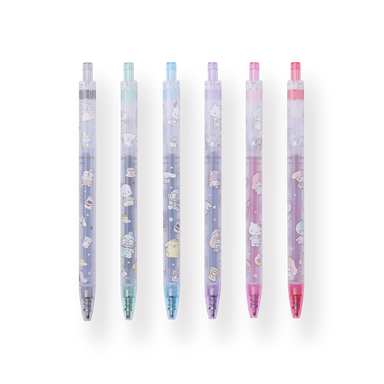 T'S Factory Sanrio Knock Type Gel Pen - 0.5 mm - 6 Color Set - Sanrio Characters