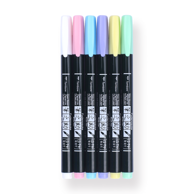Tombow Fudenosuke Colors Brush Pen - 6 Color Set - Stationery Pal
