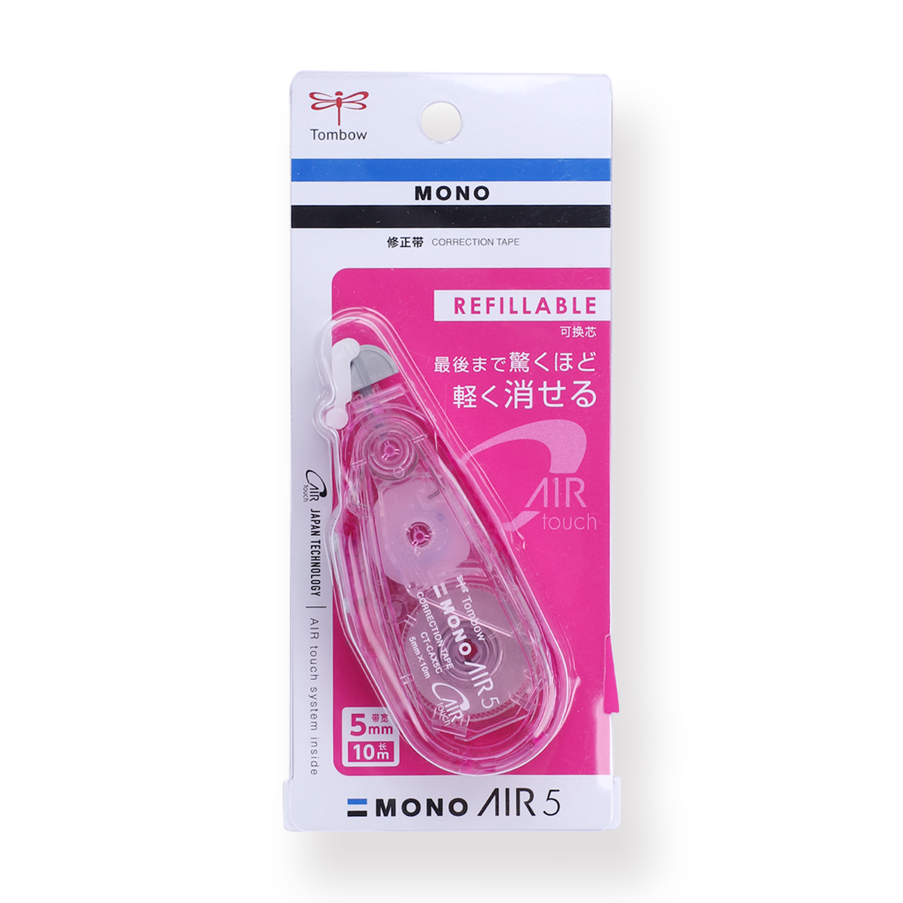 Tombow MONO Air 5 Correction Tape - Pink Body - Stationery Pal