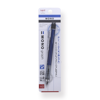 Tombow MONO Graph 0.5  Mechanical Pencil - 0.5 mm - Blue Body - Stationery Pal