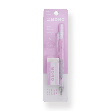 Tombow MONO Graph Clear Color Mechanical Pencil Set - 0.5mm - Clear Pink