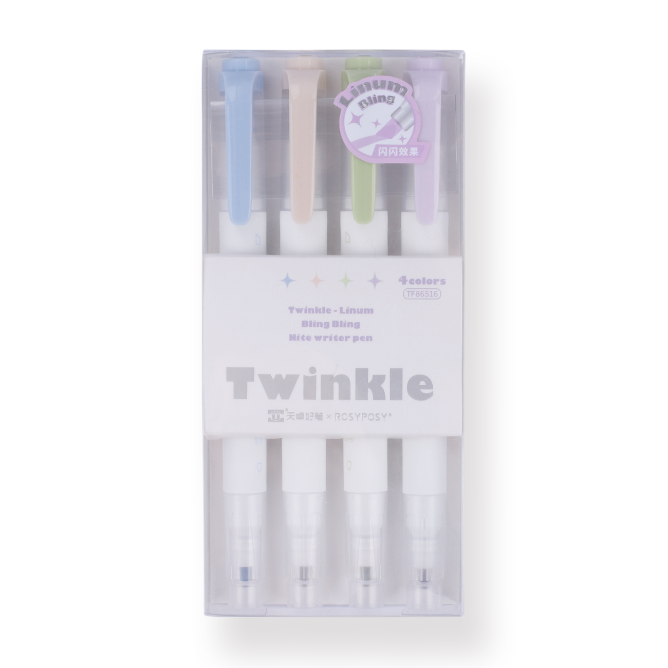 Twinkle Color Double-Sided Highlighter - Fine / Bold - 4 Color Set - Linum - Stationery Pal