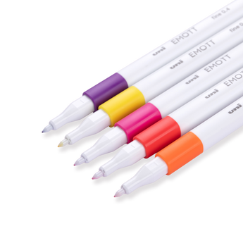 Uni Emott Ever Fine Marking Sign Pen - 0.4 mm - 5 Color Set - No.2 Passion Color - Stationery Pal