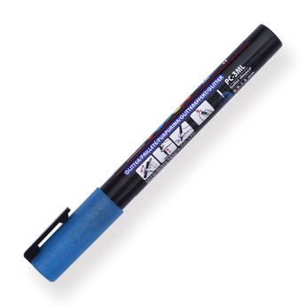 Uni Posca Paint Marker PC-3M - Fine Point - Glitter Blue - Stationery Pal