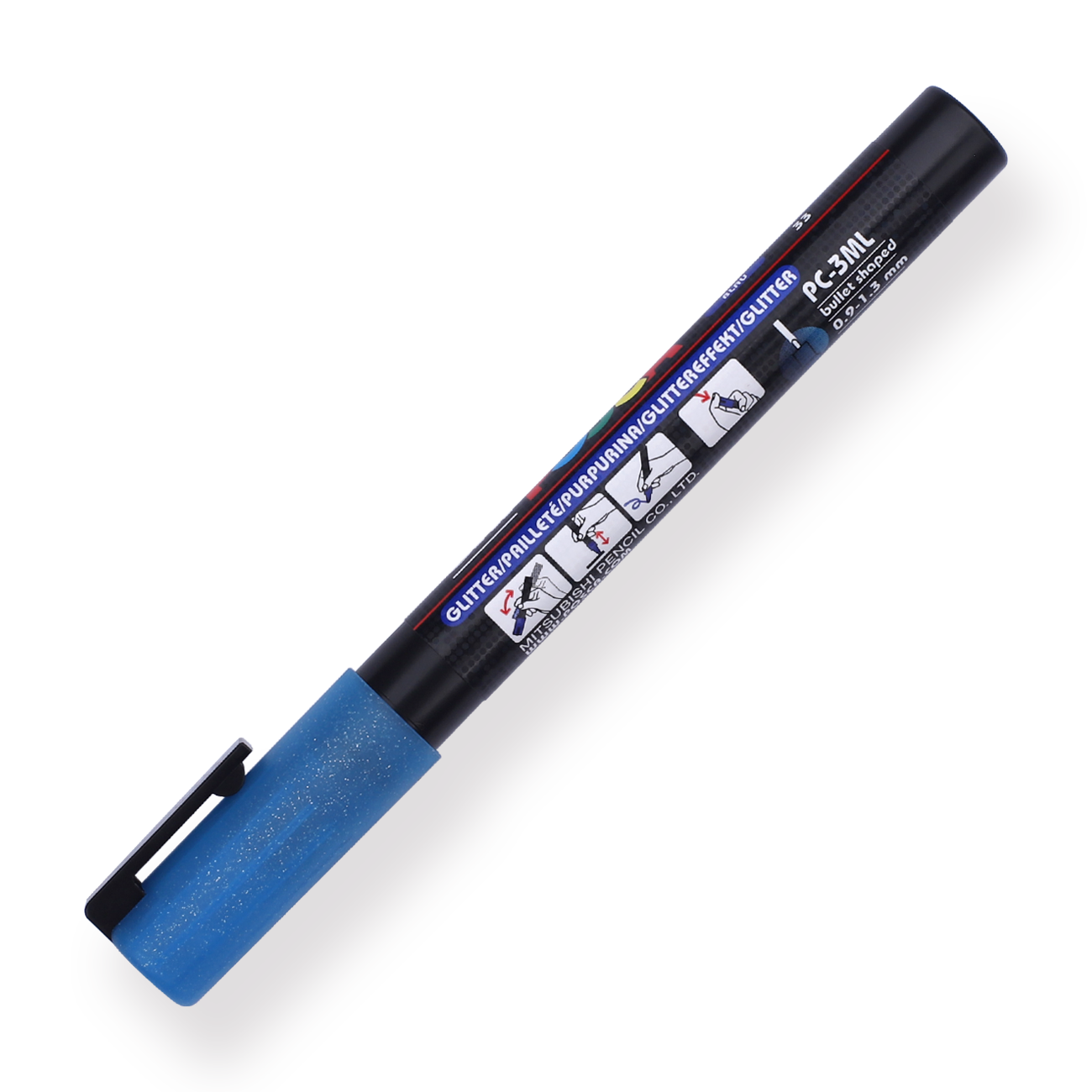 Uni Posca Paint Marker PC-3M - Fine Point - Glitter Blue - Stationery Pal