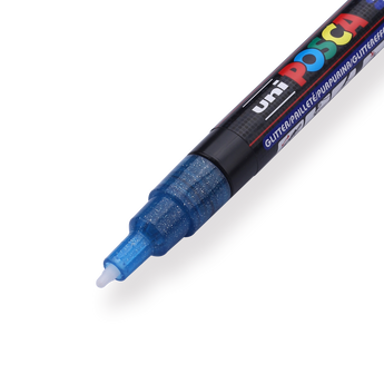 Uni Posca Paint Marker PC-3M - Fine Point - Glitter Blue - Stationery Pal