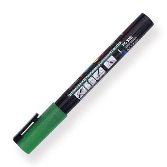 Uni Posca Paint Marker PC-3M - Fine Point - Glitter Green - Stationery Pal