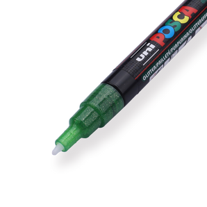 Uni Posca Paint Marker PC-3M - Fine Point - Glitter Green - Stationery Pal