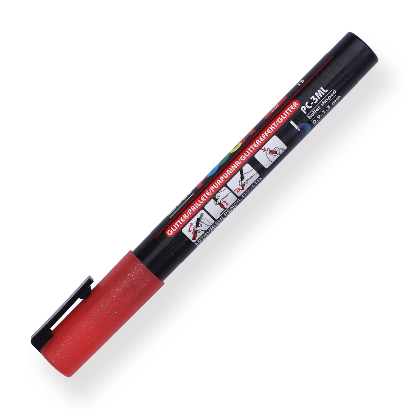 Uni Posca Paint Marker PC-3M - Fine Point - Glitter Red - Stationery Pal