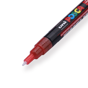 Uni Posca Paint Marker PC-3M - Fine Point - Glitter Red - Stationery Pal