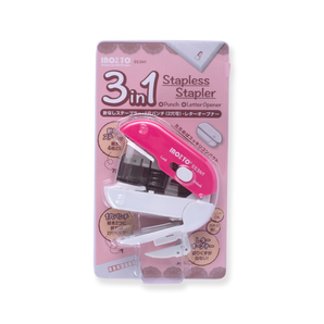 Versatile 3 in 1 Stapleless Stapler - Pink - Stationery Pal