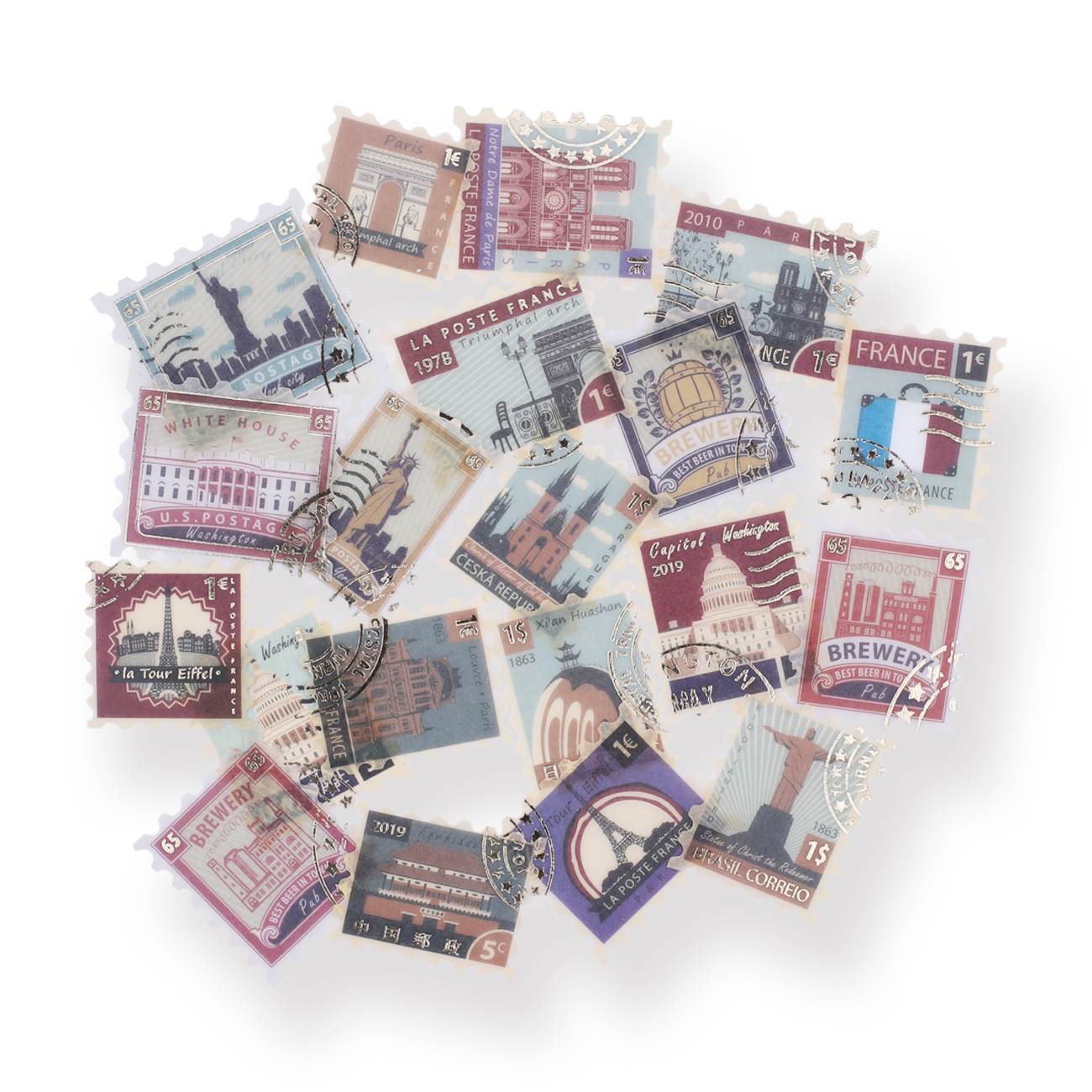 Ole Star 10 Packs of Adhesive Stickers Vintage Post Stamps Decorative Stickers 800pcs