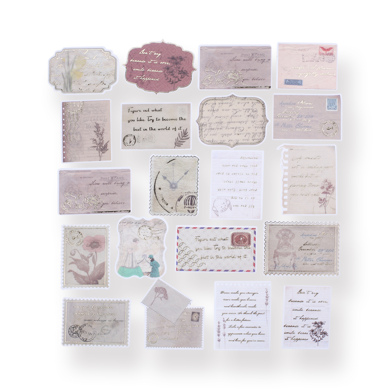 Vintage Sticker Pack - Yesterday Quotation - Stationery Pal