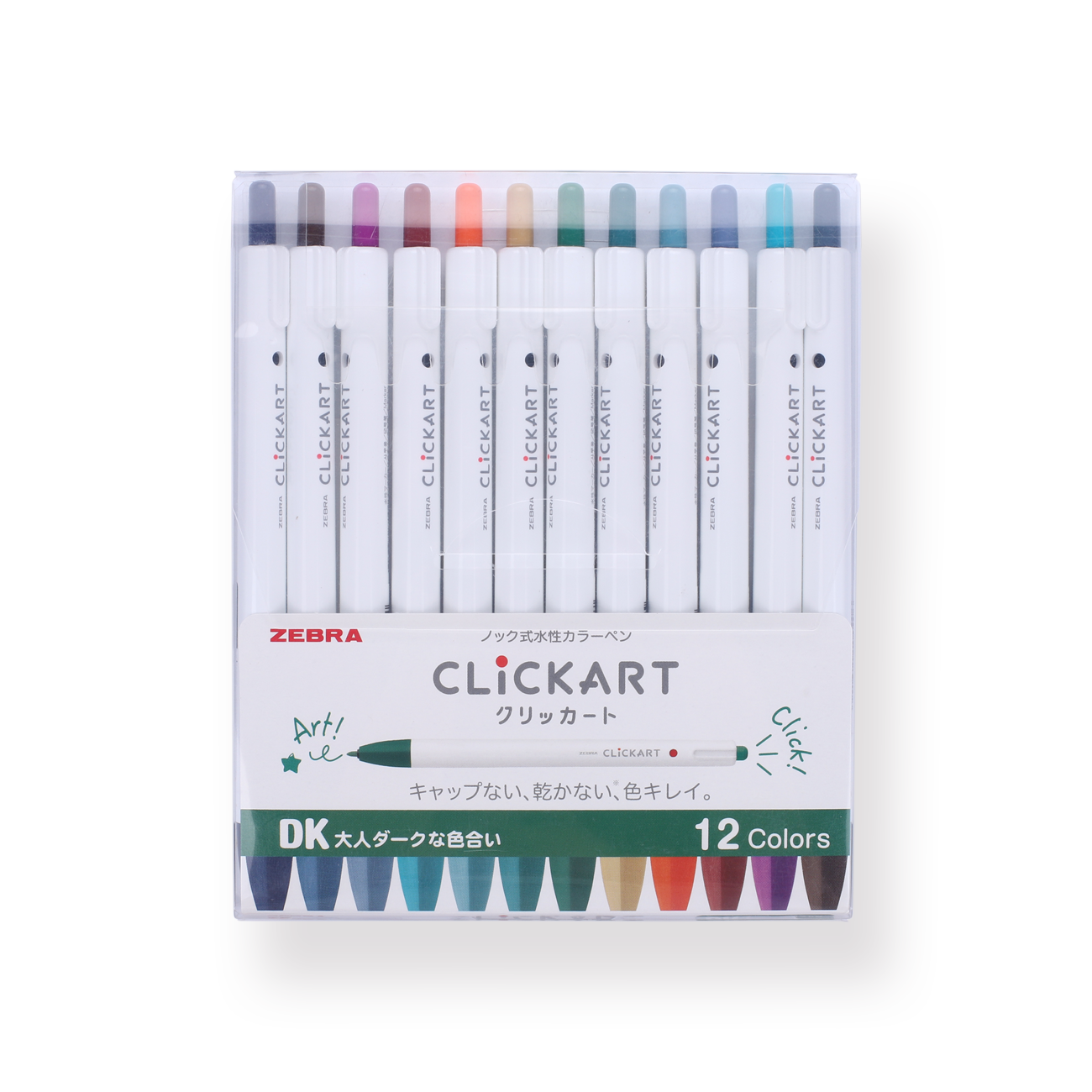 Zebra Clickart - Penna A Base D'acqua Calm Dark, Set Da 12 Colori, Wyss22-12Cdk