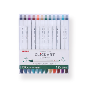 Zebra Clickart Druckstift für Schilder – 0,6 mm – 12-Farben-Set DK