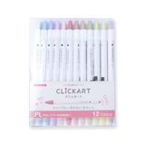 Zebra Clickart Retractable Sign Pen - 0.6 mm - 12 Color Set PL - Stationery Pal