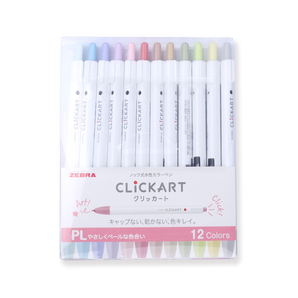 Zebra Clickart Retractable Sign Pen - 0.6 mm - 12 Color Set PL - Stationery Pal