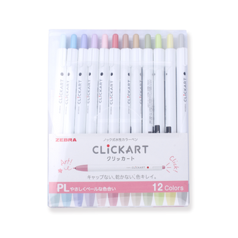 Zebra Clickart Retractable Sign Pen - 0.6 mm - 12 Color Set PL - Stationery Pal