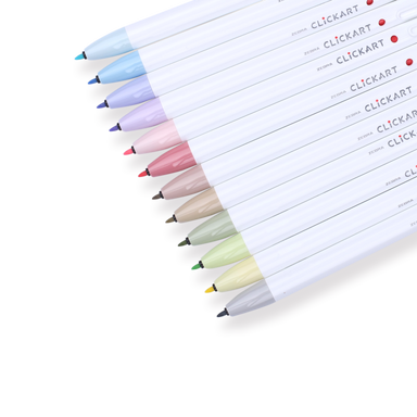 Zebra Clickart Retractable Sign Pen - 0.6 mm - 12 Color Set PL - Stationery Pal