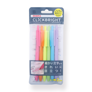 Zebra Clickbright Highlighter - Set of 6 - Stationery Pal