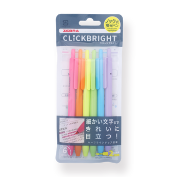 Zebra Clickbright Highlighter - Set of 6 - Stationery Pal