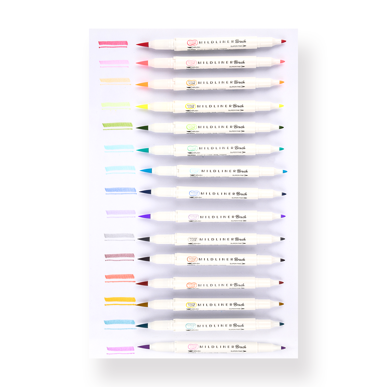 Zebra Mildliner Double-Ended Brush Pen 15 Set of Assorted Colors