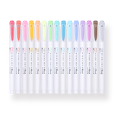 Zebra Mildliner Double-Sided Highlighter Brush Pen - 15 Color Set