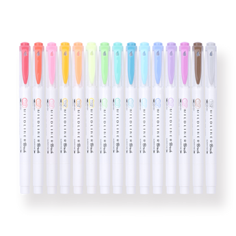 Zebra Mildliner Double-Sided Highlighter Brush Pen - 15 Color Set