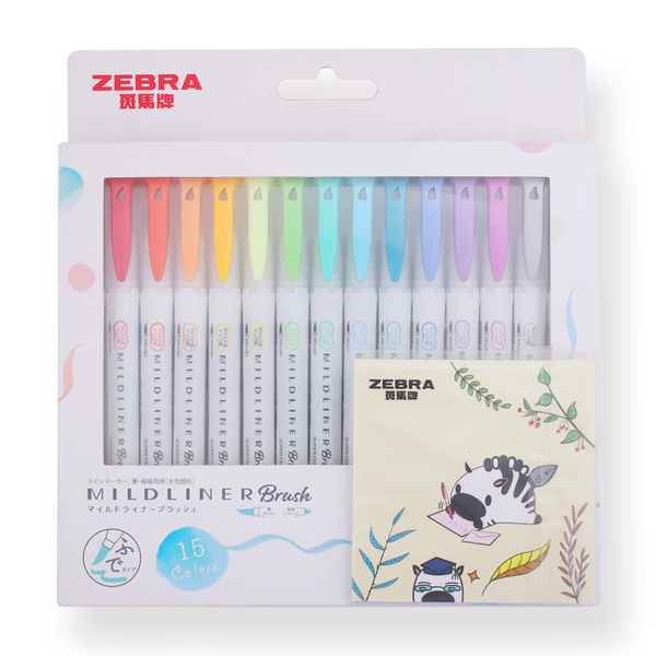 Zebra Midliner Brush Pen & Marker - Cool & Refined Set - 5pcs - Brand New