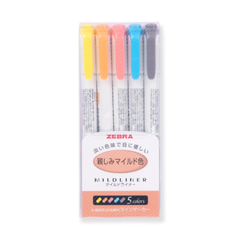 Zebra Mildliner Double-Sided Highlighter Set - Fine / Bold - Friendly Color Set - Stationery Pal