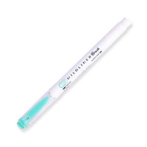 Zebra Mildliner Double Ended Brush Pen - Brush / Fine - Mild Blue Green - Stationery Pal