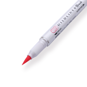 Zebra Mildliner Double Ended Brush Pen - Brush / Fine - Mild Coral Pink