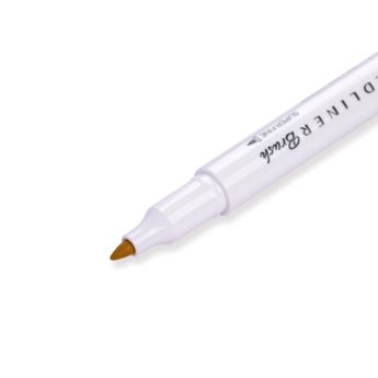 Zebra Mildliner Double Ended Brush Pen - Brush / Fine - Mild Gold - Stationery Pal