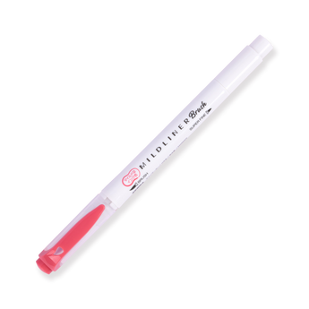 Zebra Mildliner Double Ended Brush Pen - Brush / Fine - Mild Red - Stationery Pal