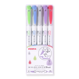 Zebra Mildliner Double Ended Brush Pen - Set of 5 - Soft Mild Set - Stationery Pal