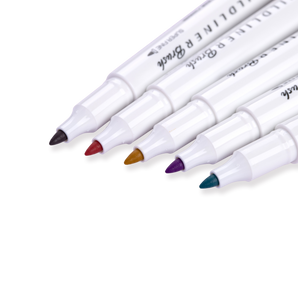 Zebra Mildliner Double Ended Brush Pen - Set of 5 - Warm Color Set - Stationery Pal