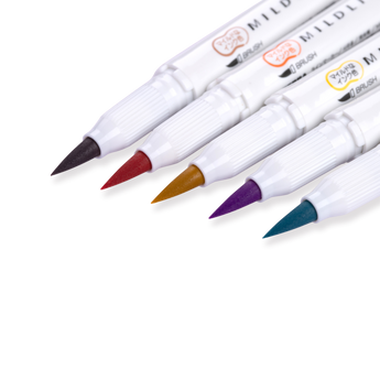 Zebra Mildliner Double Ended Brush Pen - Set of 5 - Warm Color Set - Stationery Pal