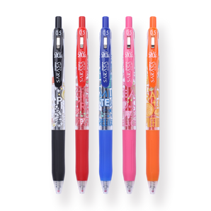 Zebra Sarasa Clip 20th Anniversary Gel Pen -  0.5 mm - 5 colors Set - Stationery Pal