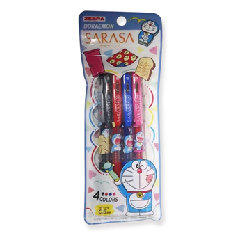 Zebra Sarasa Clip Gel Pen Doraemon Time Travel 4-Color Set 0.5 mm - Stationery Pal