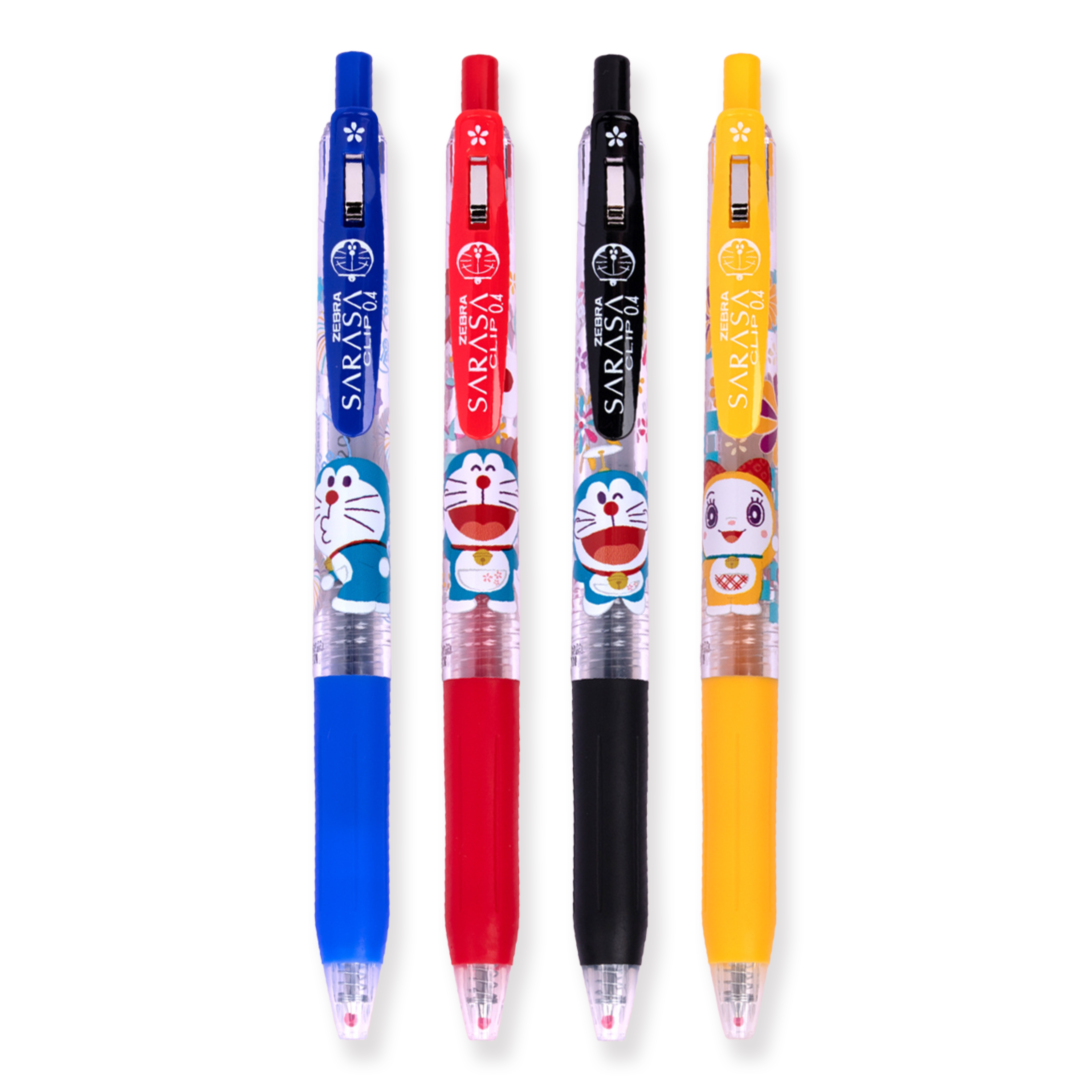 Zebra Sarasa Clip Gel Pen Doraemon and Dorami Flower 4-Color Set - 0.5 mm - Stationery Pal