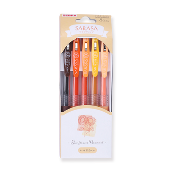 Zebra Sarasa Clip Limited Edition Gel Pen - Sunflower Bouquet - 0.5 mm - 5 Colors Set - Stationery Pal