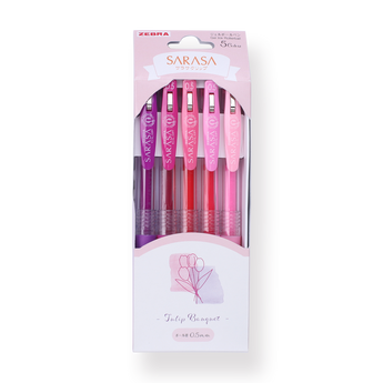 Zebra Sarasa Clip Limited Edition Gel Pen - Tulip Bouquet - 0.5 mm - 5 Colors Set - Stationery Pal