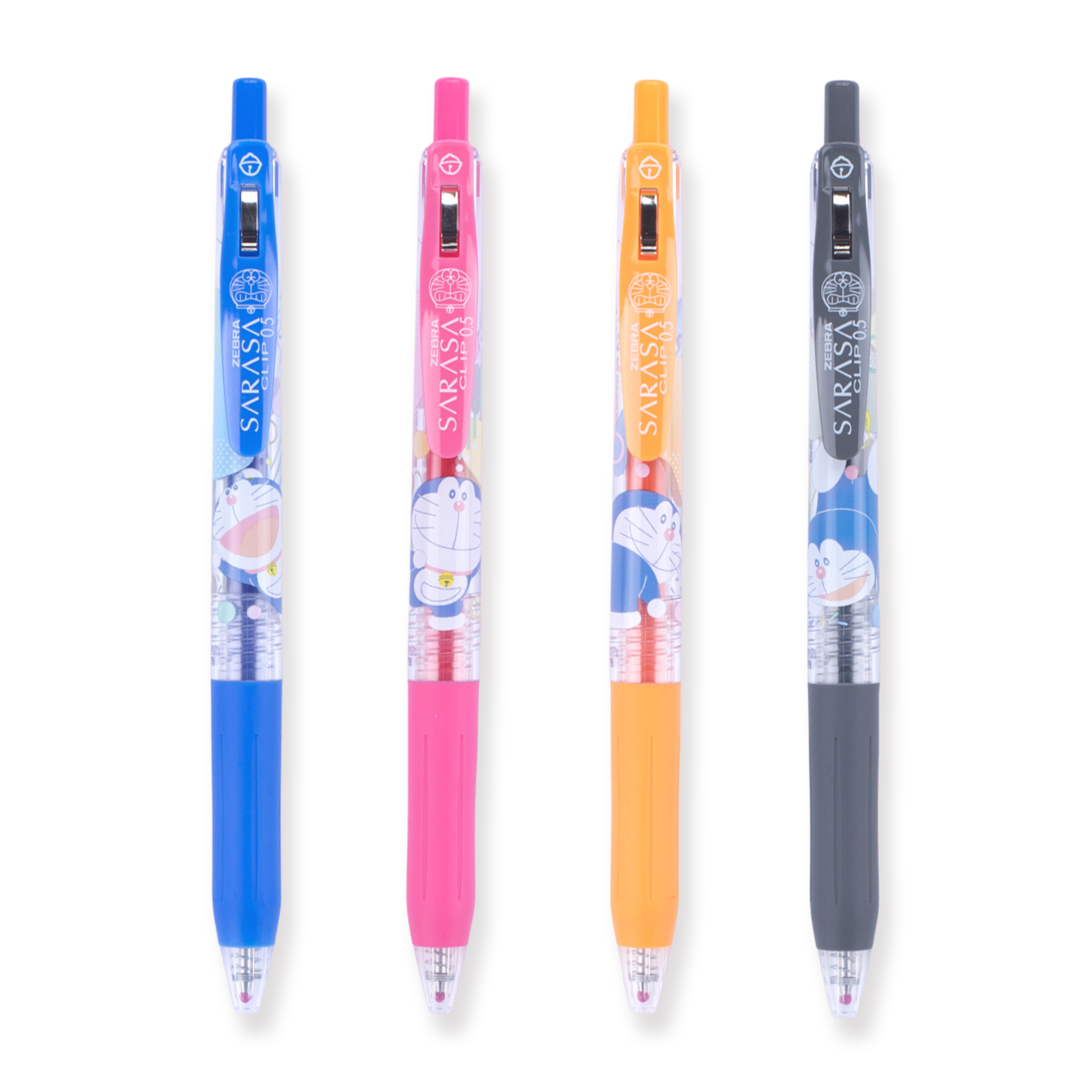 Zebra Sarasa Doraemon Clip Gel Pen 0.5mm - 4 Color Set B - Stationery Pal