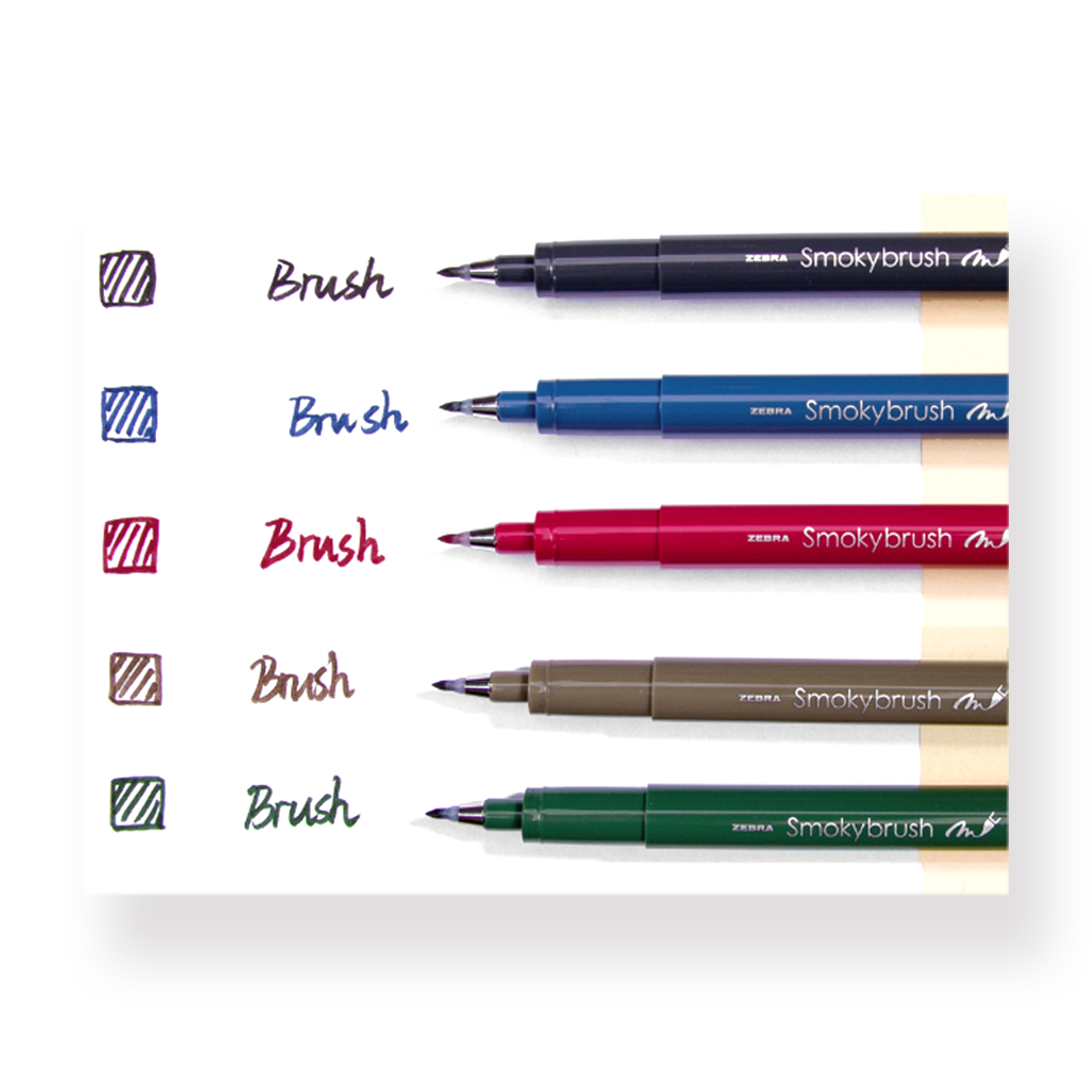 Zebra Smoky Brush Pen - Set of 5 - B — Stationery Pal