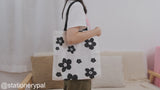 Flower Printed Tote Bag - Black Flower