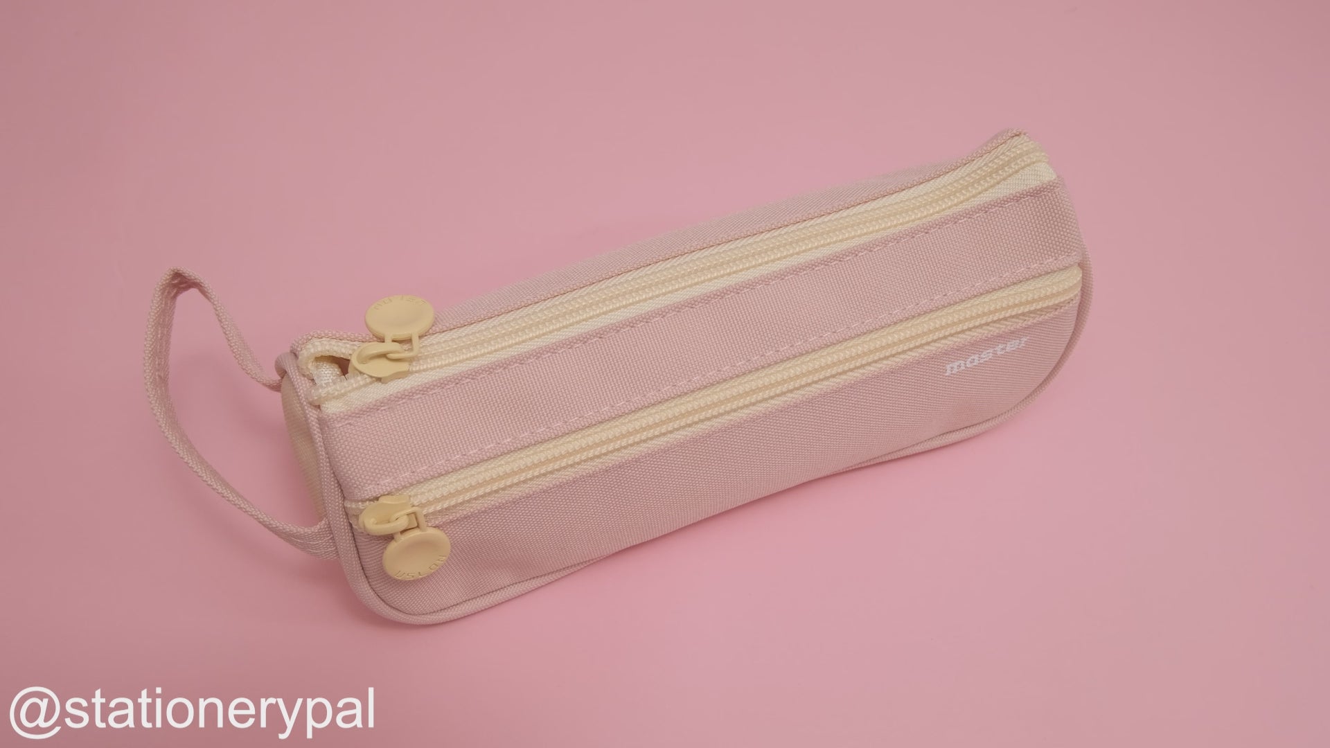 Handheld Double Layer Pencil Pouch - Light Pink