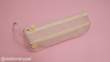 Handheld Double Layer Pencil Pouch - Light Pink