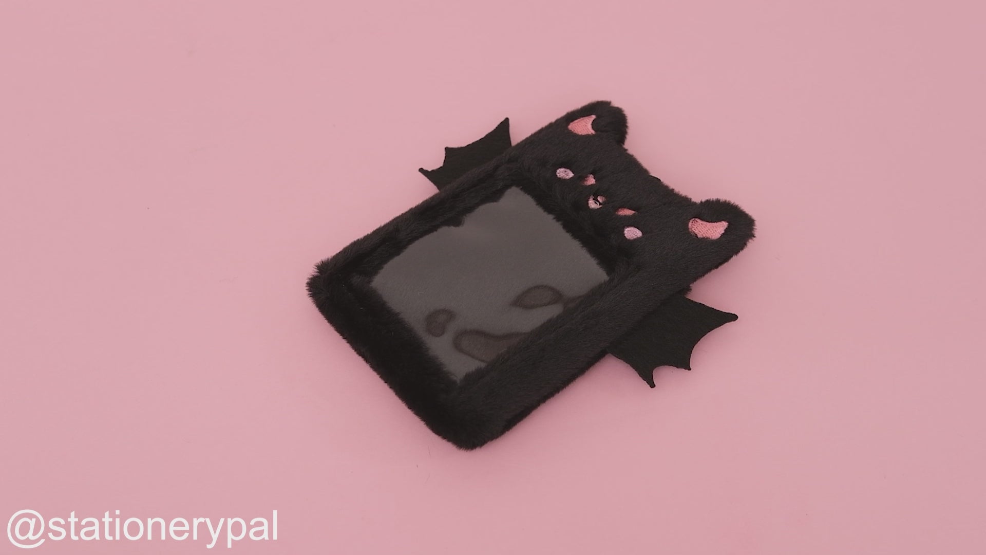 Plushy Bat Photo Card Holder - Black