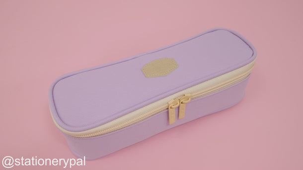 Pastel Zippered Large Pencil Case - Purple