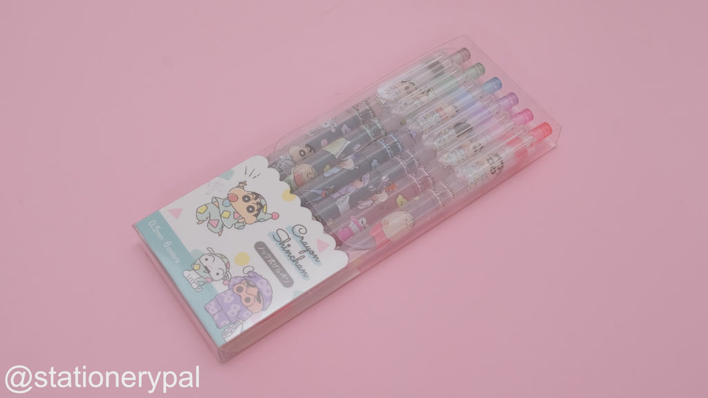T'S Factory Crayon Shin-chan Knock Type Gel Pen - 0.5 mm - 6 Color Set - Pajama Friends